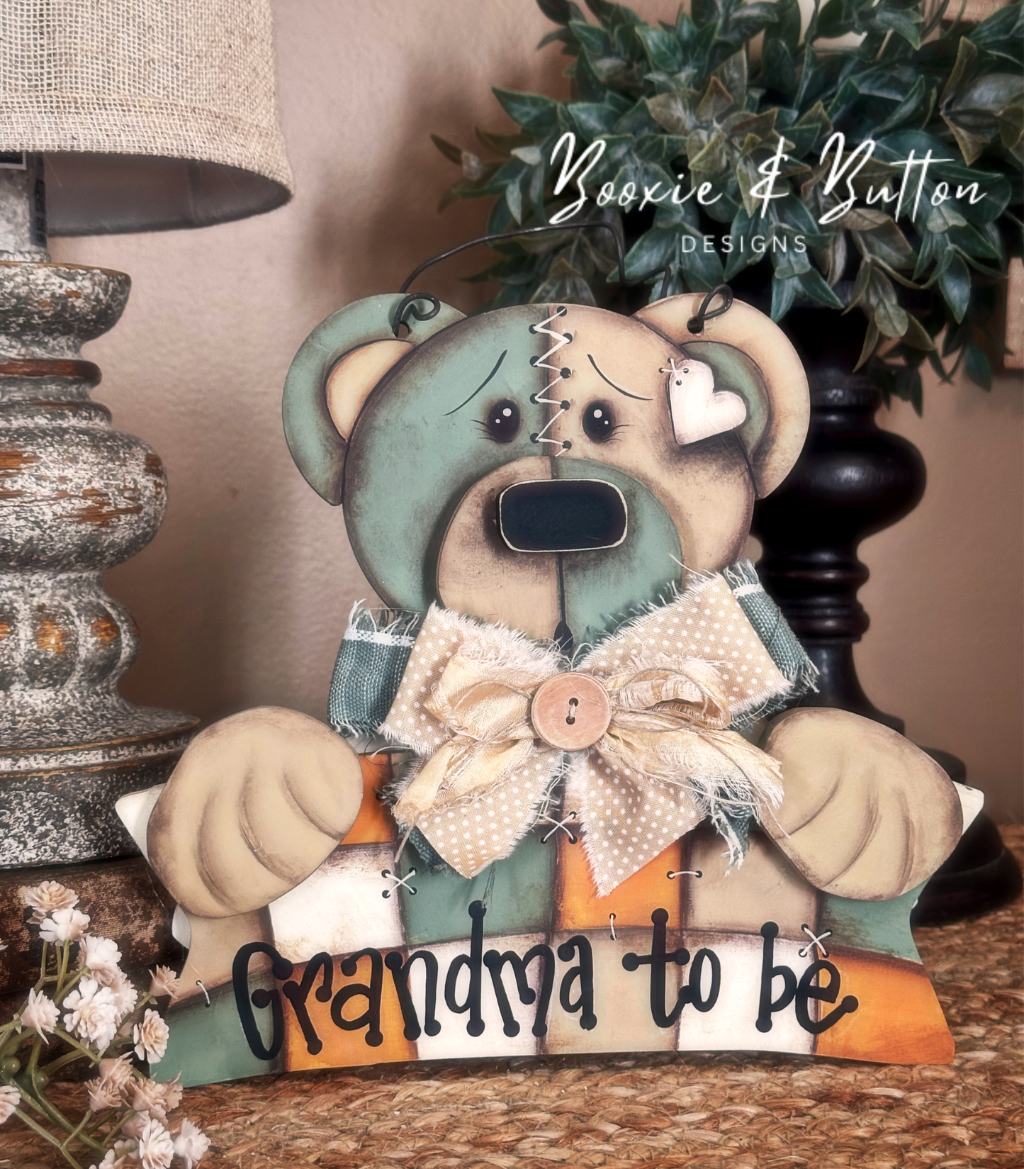 Hanging Teddy Bear with banner