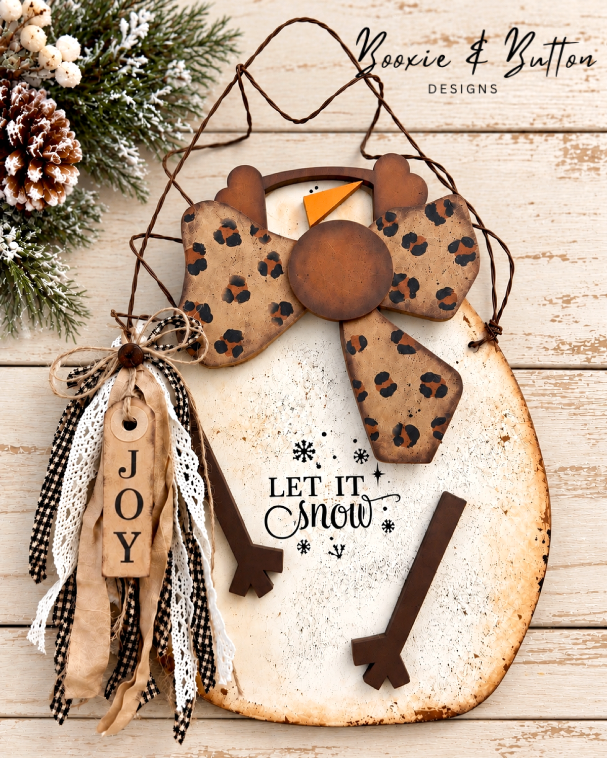Snowman with earmuffs hanger