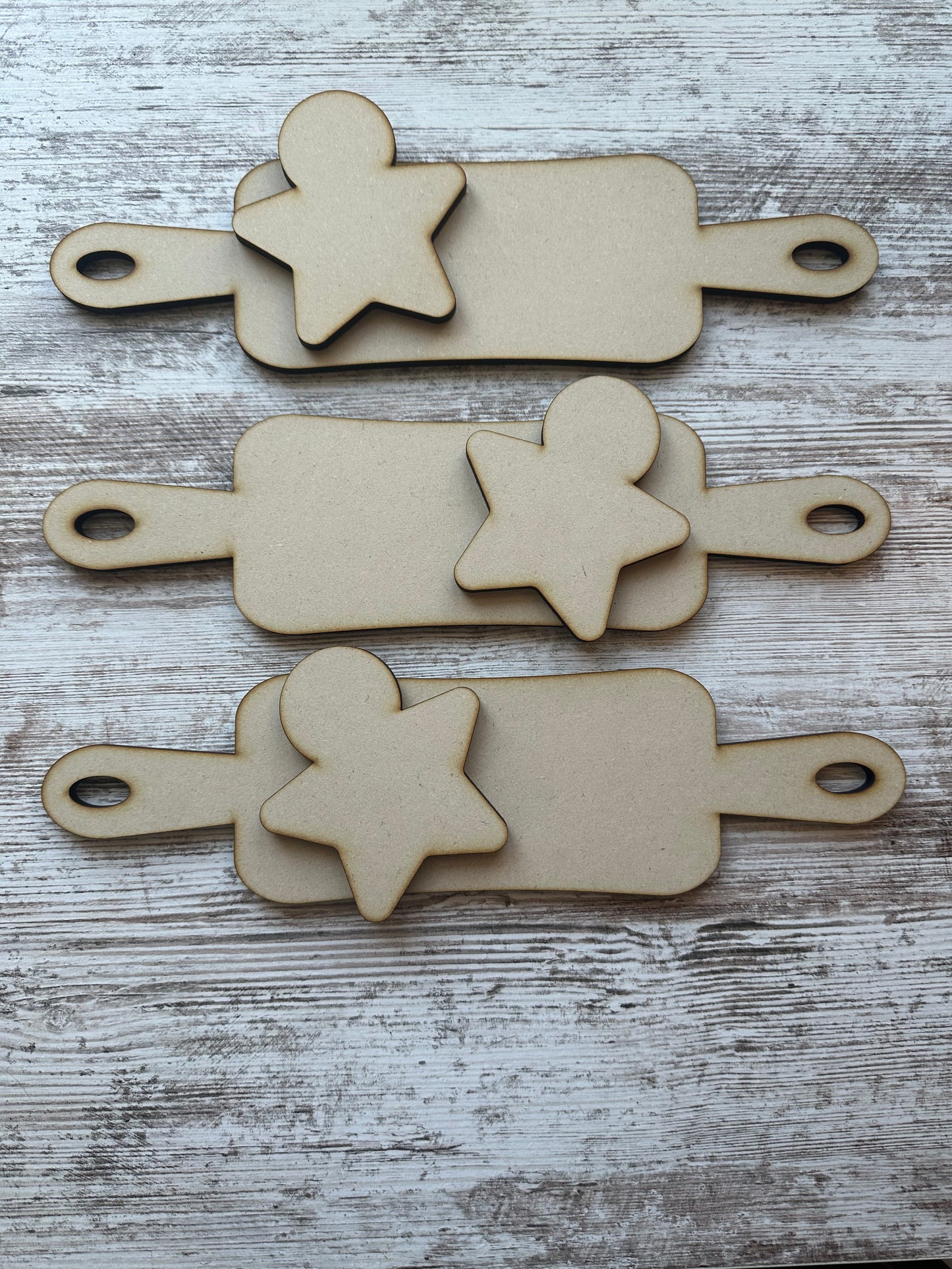 Rolling pin hangers with gingerbread stars set (3)