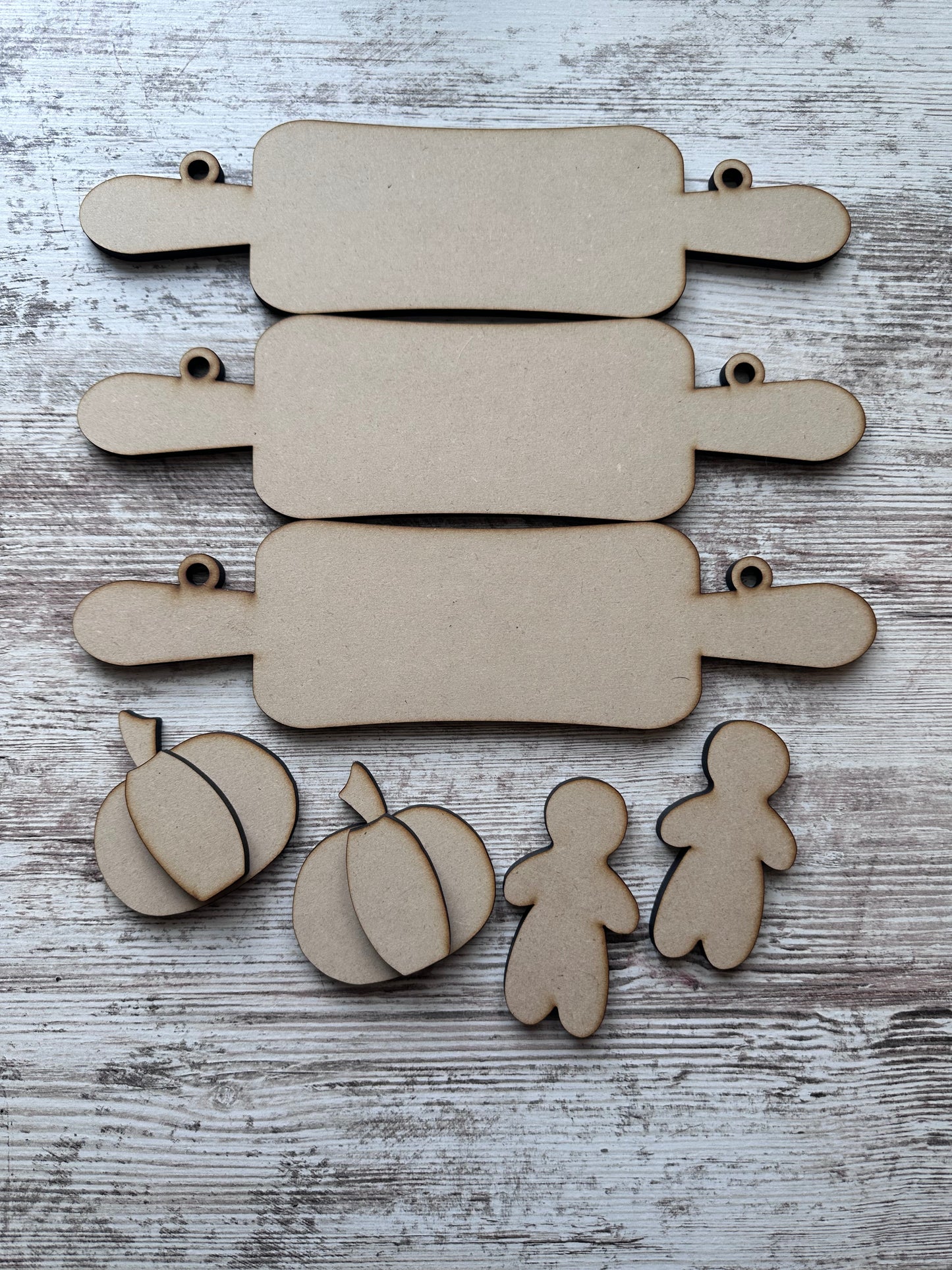 Trio rolling pin set with pumpkins and gingerbreads