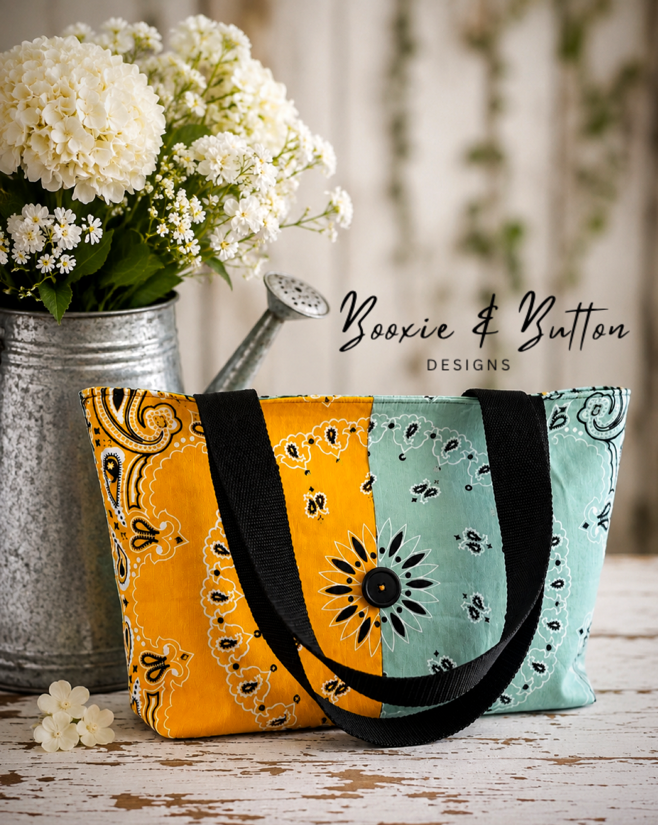 Green & Yellow bandana tote