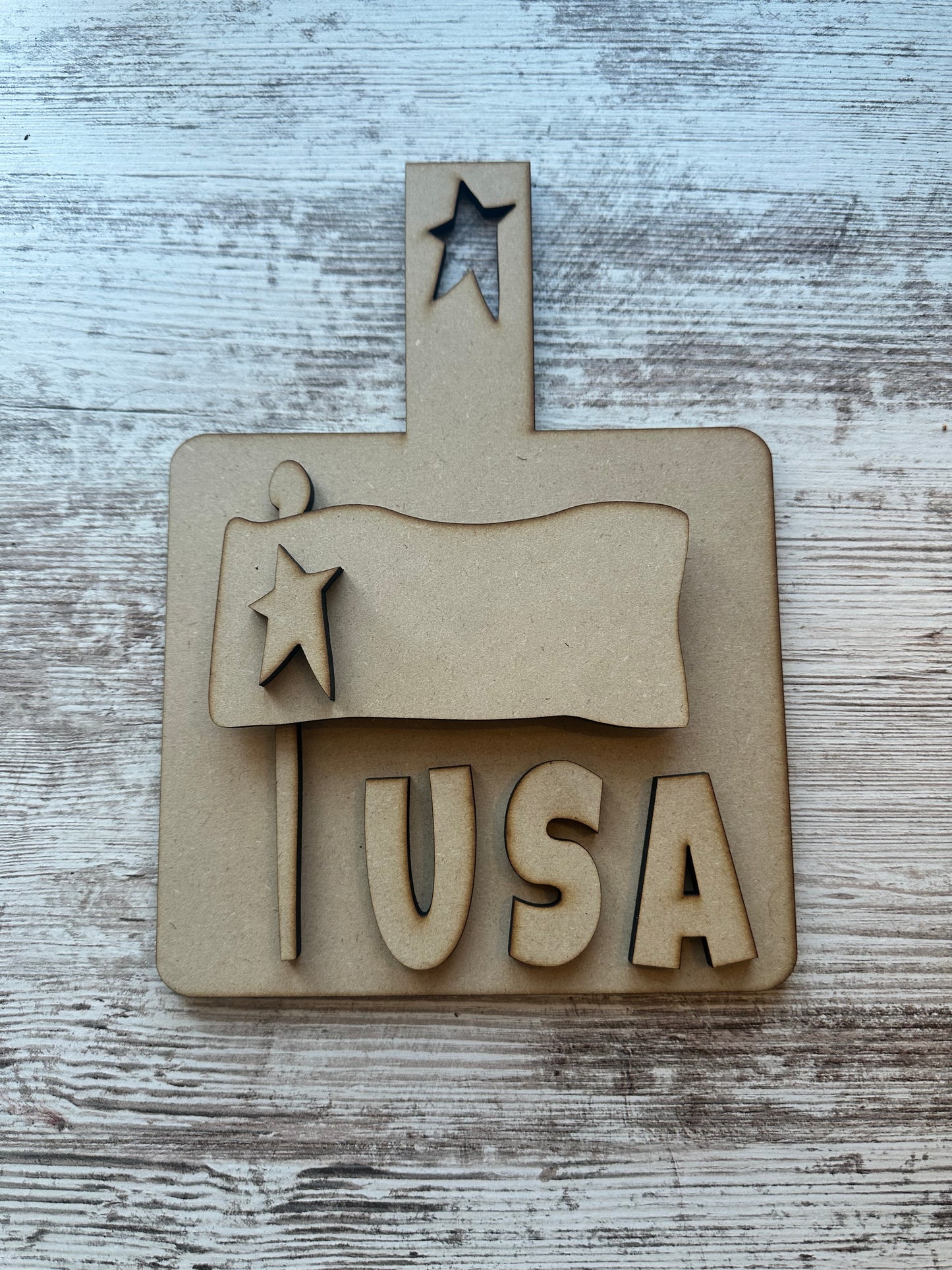 Patriotic board with flag