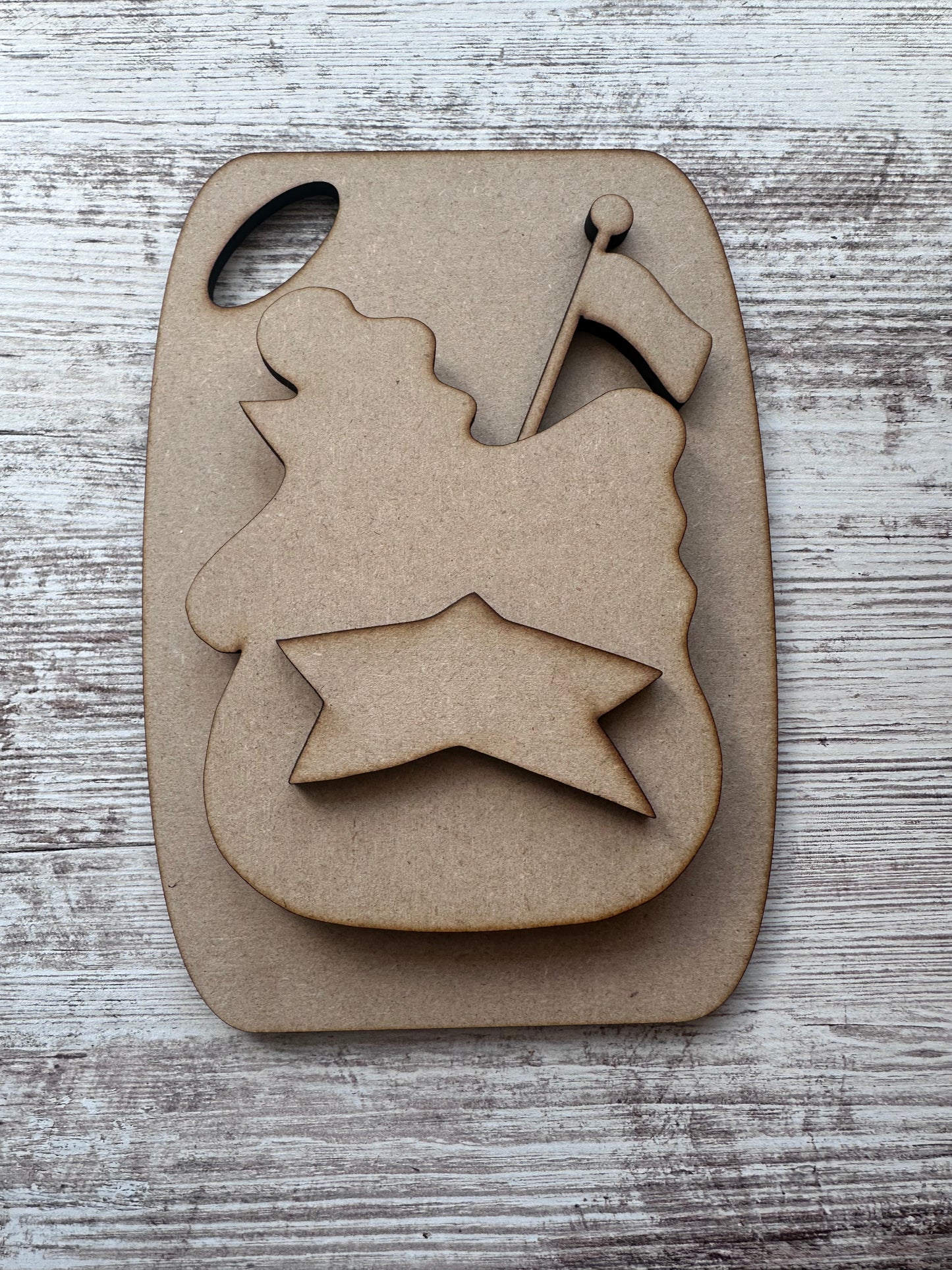 Hen with wonky star on board