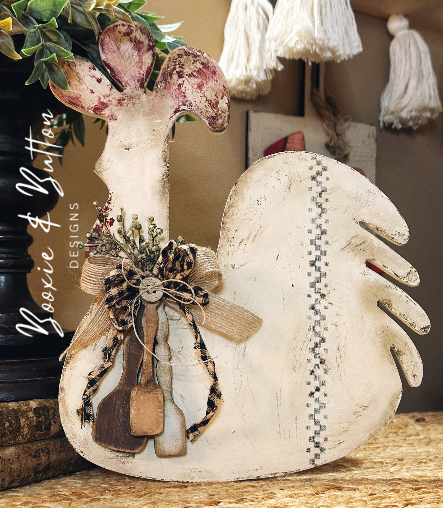 Wonky Rooster with vintage shaped pestles